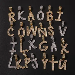 A-Z Iniziali baguette ghiacciate Lettere singole Catena con pendente Hip Hop Oro argento Bling Zirconia Gioielli con pendente Hip Hop da uomo2778