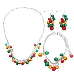 Ensemble collier et boucles d'oreilles pour filles, bas de noël, cloche, bijoux, bracelets pour filles, décorés colorés