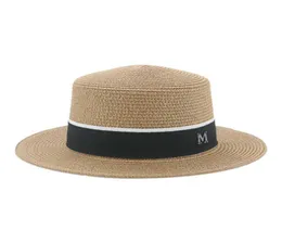 Straw Beanieskull Caps hat S for Women Bucket Flat Top Wide Brim Khaki Band Luxury Formal Beach Elegant Women039S SummerL22107140221