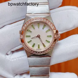 Omegawatch Relógio clássico de quartzo feminino designer 27 mm espelho de safira ouro rosa madrepérola movimento relógio luminoso à prova d'água esportes