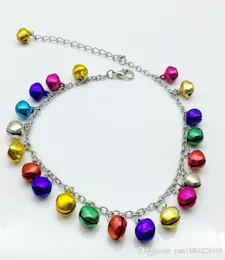 Hela 6st Fashion Mix Colormulticolor Jingle Bells Dangle Charms Metal Anklet Armband Ankel Armband4788239