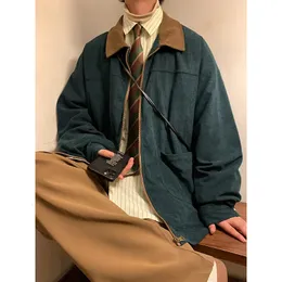 Куртка Vintag 2023, осенняя мужская вельветовая куртка-бомбер свободного размера, лоскутная повседневная мужская одежда в стиле хип-хоп 5xl 231225