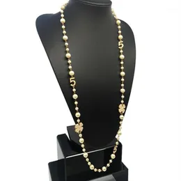 Łańcuchy 2021 Cnaniya Brand Biżuteria Symulowana Pearl Strand długi naszyjnik dla kobiet Bijoux Femmes Collier Perles Perlas Bijout280c