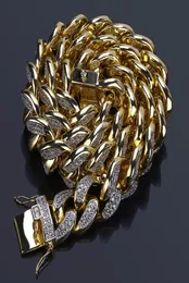 18 mm Miami Curb Cuban Link łańcuch 18 cali 22 -calowe pomieszane na całym Diamond Hip Hop Bling Naszyjnik dla mężczyzn i kobiet2943211