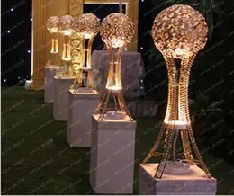 Decoração H31,5 polegadas Globo suporte de festa de casamento Decoração mesa de evento peças centrais altas PRATA ou OURO Cristal bola de metal suporte de vela