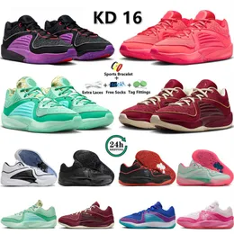 Tia Pérola Homens Basquete Sapatos KD 16 Esportes Sneaker Peppermint Vermelho Triplo Preto Ouro Vívido Roxo Profundo Royal Wanda NY Vs NY Mens Treinadores Tênis Plataforma Sapato