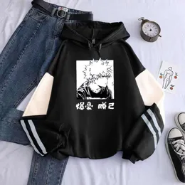 My Hero Academia Katsuki Bakugo Color Matching Sweatshirt Haruku Pullover Anime Printed Clothes Unisex Winter Hoodies