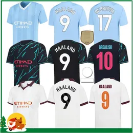 23 24 Haaland Soccer Jerseys de Bruyne Phillips Mans Gvardiol Alvarez Sterling Mahrez Foden 2023 2024 Men Lomen Football Shirt