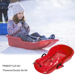 Large 65x40cm Snow Sled Snow Speeder Sled Heavy Duty Durable Toboggan Sledge Flyer Sleigh Skiing Board With Pull Rope And Handle 231225