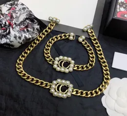 Luksusowy projektant biżuterii damskie naszyjniki złote łańcuchy z gwiazdorską perłową wisiork Naszyjnik i bransoletki garnitur Mash JE5533611