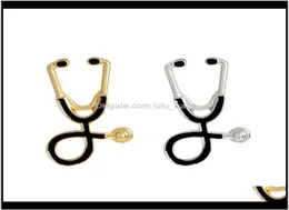 Piccoli stetoscopi in metallo spilla per medici infermieri studenti giacca cappotto camicia colletto bavero spilla bottone distintivo gioielli medici It0P2032523