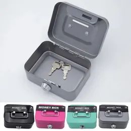 Money Safe Box Mini Cash Box Metal Key Money Bank Small Security Lock Box Portable Sturdy Lockable Coin Boxes For Kids Adults 231225