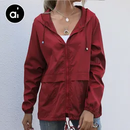 AL Yoga-Anzug Tops Damen Reißverschluss Hoodie Langes Hemd Leichter Outdoor-Rennanzug Wandern Regenmantel Saum Verstellbare Jacke Mantel Hautmantel 064