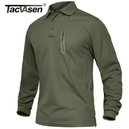 TACVASEN Con tasche con cerniera T-shirt da lavoro tattiche T-shirt da uomo a maniche lunghe premium Polo T-shirt sportive da golf casual Top 231226