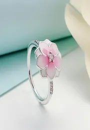 Roze Magnolia Bloem Elegante Ring Voor 925 Sterling Zilver Luxe Designer Dames Verjaardagscadeau Ring Met Originele Doos2820797