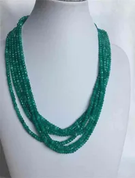 Faceted 34MM 136Layers Classic Vintage Natural Stone Jewelry Handmade Blue Green Color ite Bead Strand Necklace 2103313155991