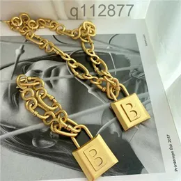 Anhänger Halsketten Vintage Chunky Metall Dicke Kette Halskette Geometrische Buchstabe B Lock Mode Frauen Punk Schmuck ZubehörAnhänger