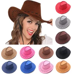 Moda vintage cowboy chapéu estilo ocidental camurça aba larga jazz chapéu de feltro fedora chapéus vestido extravagante acessório para homens women9620227