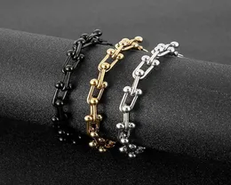 Zincirler Silvergoldbalck Paslanmaz Çelik Bağlantı Zinciri Bilezik Ubuckle Moda Bangle ile Womenchains9290579