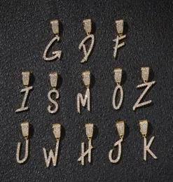 AZ Brush Font Letters Colar Pingente com Corrente de Corda de 24 polegadas Zircônia Cúbica Completa Iced Out Para Homens HipHop Jewelry6179483