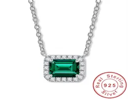 Nature 2CT Emerald Pendant 100 Real 925 스털링 실버 매력 웨딩 펜던트 여성을위한 목걸이 신부 Choker Jewelry8940498