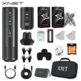 Xnet Elite Profesyonel Kablosuz Dövme Makinesi Kiti Döner Kalem Ekstra 2400mAh Power 40 PCS Karışık Kartuş 231225