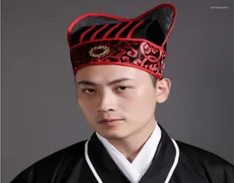 Berets البالغين الرجال القديم قبعة قديمة صينية تقليدية الرأس Hanfu الأصفر الأحمر خمر الزي cosplay for5329733