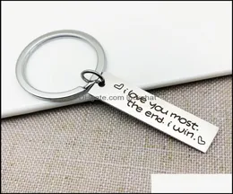 Keychains Fashion Aessories Custom Couple Jewelry Keychain I love you the the end win 스테인레스 스틸 매력 키링 발렌타인 DA3595704