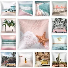 Cuscino Nordic Seascape Beach Federa Coconut Tree Cactus Travel Car Copertina stampata Divano Soggiorno Decorazioni per la casa Federa