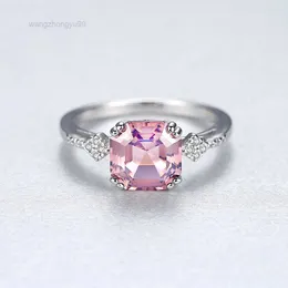 Morganite carrée en argent S925, gemme scintillante géométrique, pour mariage, saint-valentin, Souvenir de noël, Spc