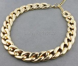 Vintage Gold Color Chunky Chain Necklace For Women Long Chian CCB Plastic Female Collar Necklace Fashion Jewelry 231226