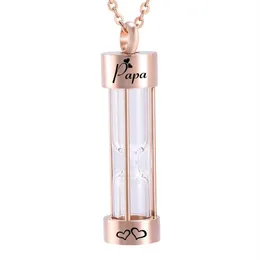 Moda Rose Gold Hourglass Urn Naszyjnik Kremacja Ashes Memorial Biżuteria Przezroczyste wisiorki Zestaw wypełnienia łańcuch 296Q