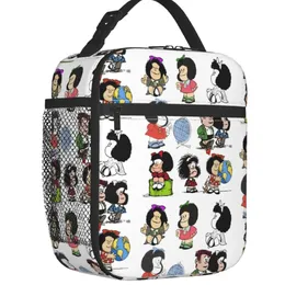 Bags Quino Mafada Manga Insulated Lunch Bags for Women Argentina Cartoon Portable Cooler Thermal Bento Box School