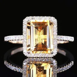 당신은 세계에서 독특합니다 절묘한 솔리테어 링 14K 플래티넘 도금 과장 노란 블링 블링 여성 Shining Ring Jewel8239849
