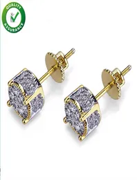 Brincos Jóias Moda Mulheres Mens Brincos Hip Hop Diamante Stud Earings Iced Out Bling CZ Rock Punk Round Wedding Gift3552707