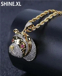 Hip Hop Animal Neckalce نغمة ملونة مثلج Zircon Bulldog قلادة قلادة Bling Party Jewelry5780818