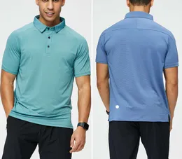 LL-R502 Roupa de ioga unissex polo camisetas Roupas de ginástica Exercício Fitness Wear Sportwear Camisas de treinamento com gola virada para baixo Tops de manga curta elástica de secagem rápida