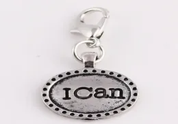 Whole 20pcslot Vintage Silver I Can Tag Letter Charms Dangle Pendant with Lobster Claps Fit For Glass Floating Locket2187074