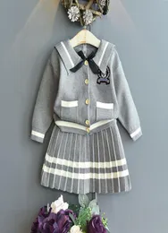 2022 mädchen Kleidung Set Strickjacke Sweatersskirts Baby Mädchen Kinder Elegante 2 stücke Anzüge Kinder Herbst Winter Kleidung Stricken Set7996894