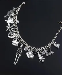 Link Chain The Nightmare Before Christmas Bracelet Jack Skellington Snowflakes Pumpkin Skull Charms Bangle Bracelets Halloween Je6061789