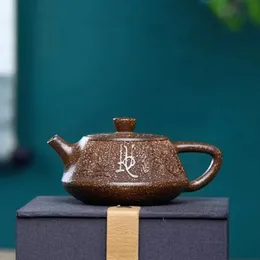 90 ml yixing fioletowe gliniane czajniki surowe ruda kamienna gałka herbaty robota ręcznie wykonana herbata infuzer chiński filtr herbaciany 231225