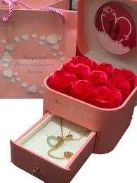 5A hochwertige Geschenkbox zum Valentinstag, Rosenkette, Ohrringe, Ring für Partner, Eltern