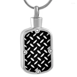 Kedjor IJD9555 Cool Steel and Black Military Dog Tag Pendant Cremation Jewelry Memorial Urn Halsband för män gratis tratt gåva !!!