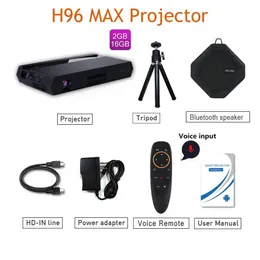 Box H96 Max Projector 2.4G 5G WIFI Mini Dip Projector Pico BT 2G 16G 4K Amlogic S912 150 Lumens Android 6.0 H96P Projektor