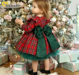 Besondere Anlässe Ma Baby 6M6Y Weihnachtskleid für Mädchen Kleinkind Kind Kind rot karierte Schleife Kleider Mädchen Weihnachtsfeier Prinzessin Kostüme6532358