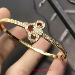 Bangle Tifannissm armband T V Goud Glad Gezicht Dubbele Stijl Rode Agaat Slot Iris Bloem Armband Dames Ins Ingelegd met Volledige Diamo Met Originele Doos RLOR QW0Y