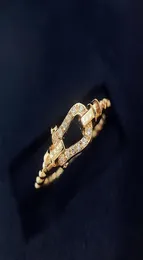 Fashion Ushaped 8character Horseshoe Ring Wide and N Version Full Diamond Sier Plated 18k Rose Gold FP3Y7167642001
