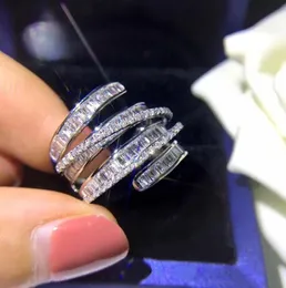 925 STERLING Gümüş Lüks Aşıklar Diamond Ring ile dolu Geometrik Çizgiler Kadın Kokteyl Partisi Yüksek Aksesuarlar Whole3445350