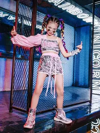 Dancewear Dancewear ZZL Jazz Dance Hiphop Kostüm Urban Dance Mädchen Kleidung Rosa Pailletten Stil Dace Wear Teen Street Shiny Coole Kleidung für C