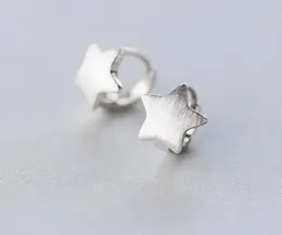 Huggie Real. 925 Sterling Silver Matte Star Huggie Hoop Earrings 11mm CE2999